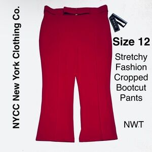 NYCC Berry Red Cropped Bootcut Pants Soft Stretchy Statement Fashion Dressy